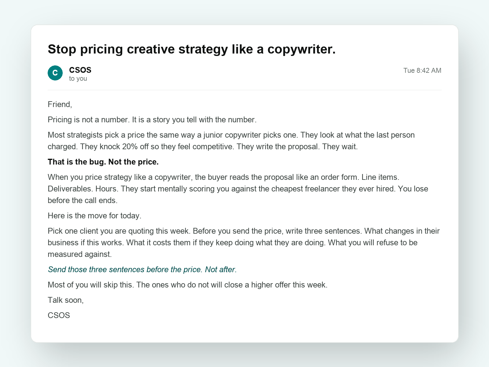 Daily CSOS email preview